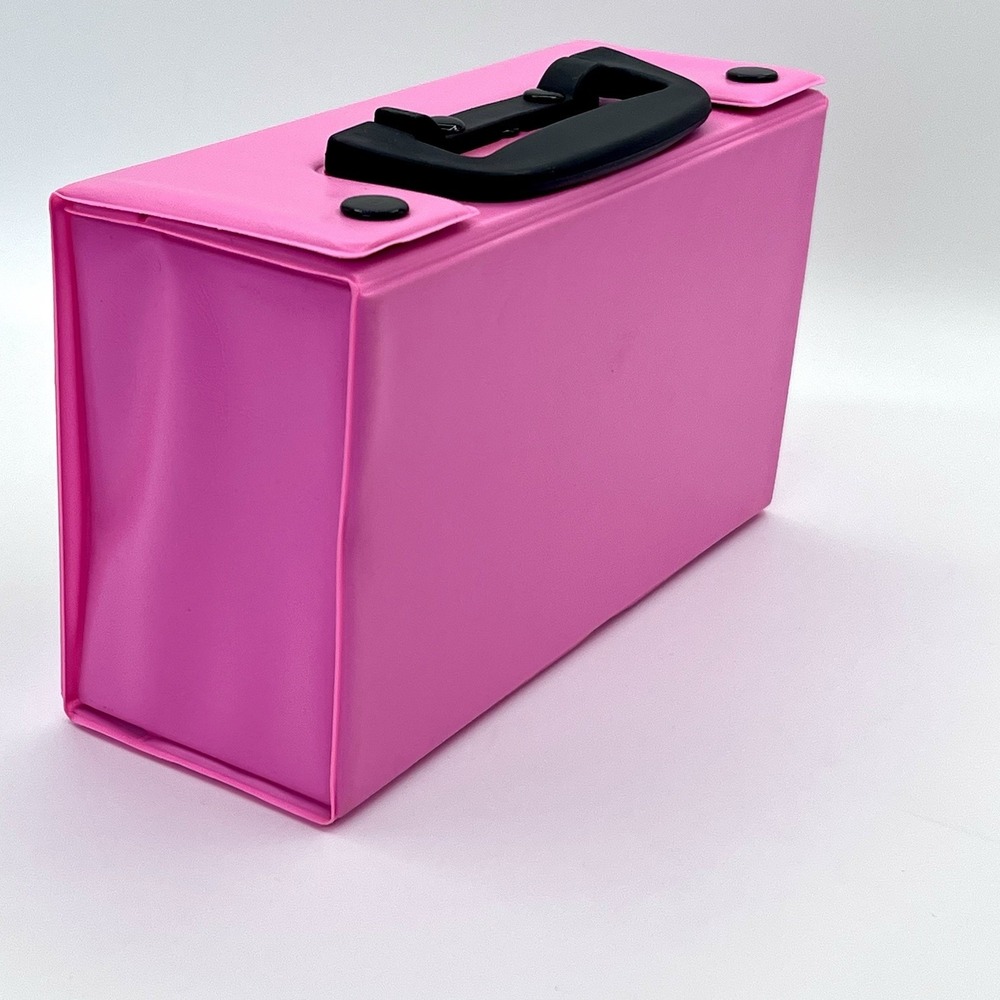 Vintage 80s 90s Vinyl Retro Hot Pink Carry Case Cassette Birthday TARA Vtg - Picture 3 of 7